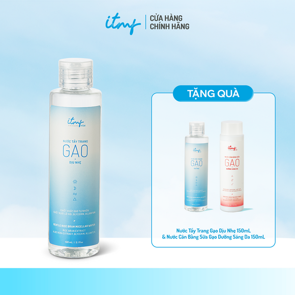 Nước Tẩy Trang Gạo ITMF Dịu Nhẹ 150mL TẶNG Nước Tẩy Trang Gạo Dịu Nhẹ 150mL + Nước Cân Bằng Sữa Gạo Dưỡng Sáng Da 150mL