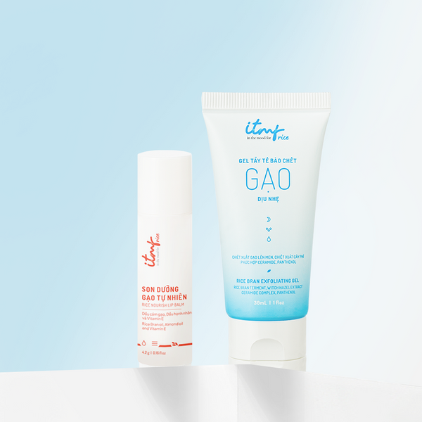 [Combo Mướt Mặt Mịn Môi] Gel Tẩy Tế Bào Chết Gạo & Son Dưỡng Gạo ITMF