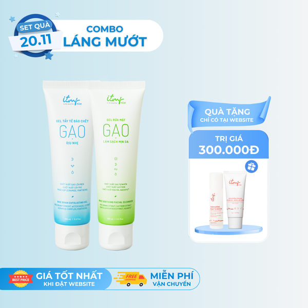 [Combo Láng Mướt] Gel Rửa Mặt Gạo Và Gel Tẩy Tế Bào Chết Gạo ITMF