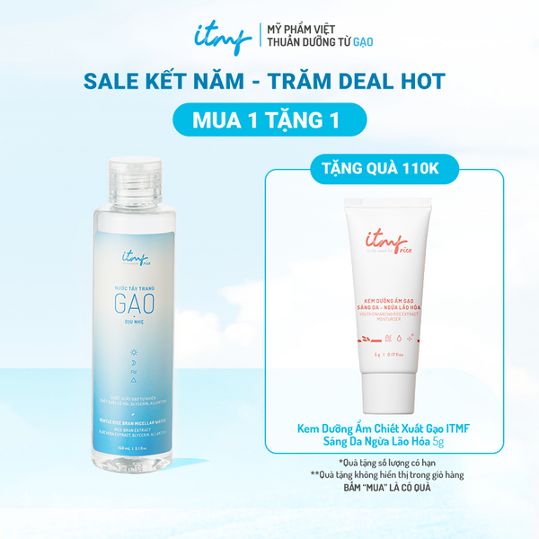 Nước Tẩy Trang Gạo ITMF Dịu Nhẹ 150mL (TẶNG Kem Dưỡng Ẩm Chiết Xuất Gạo Sáng Da Ngừa Lão Hóa 5g)